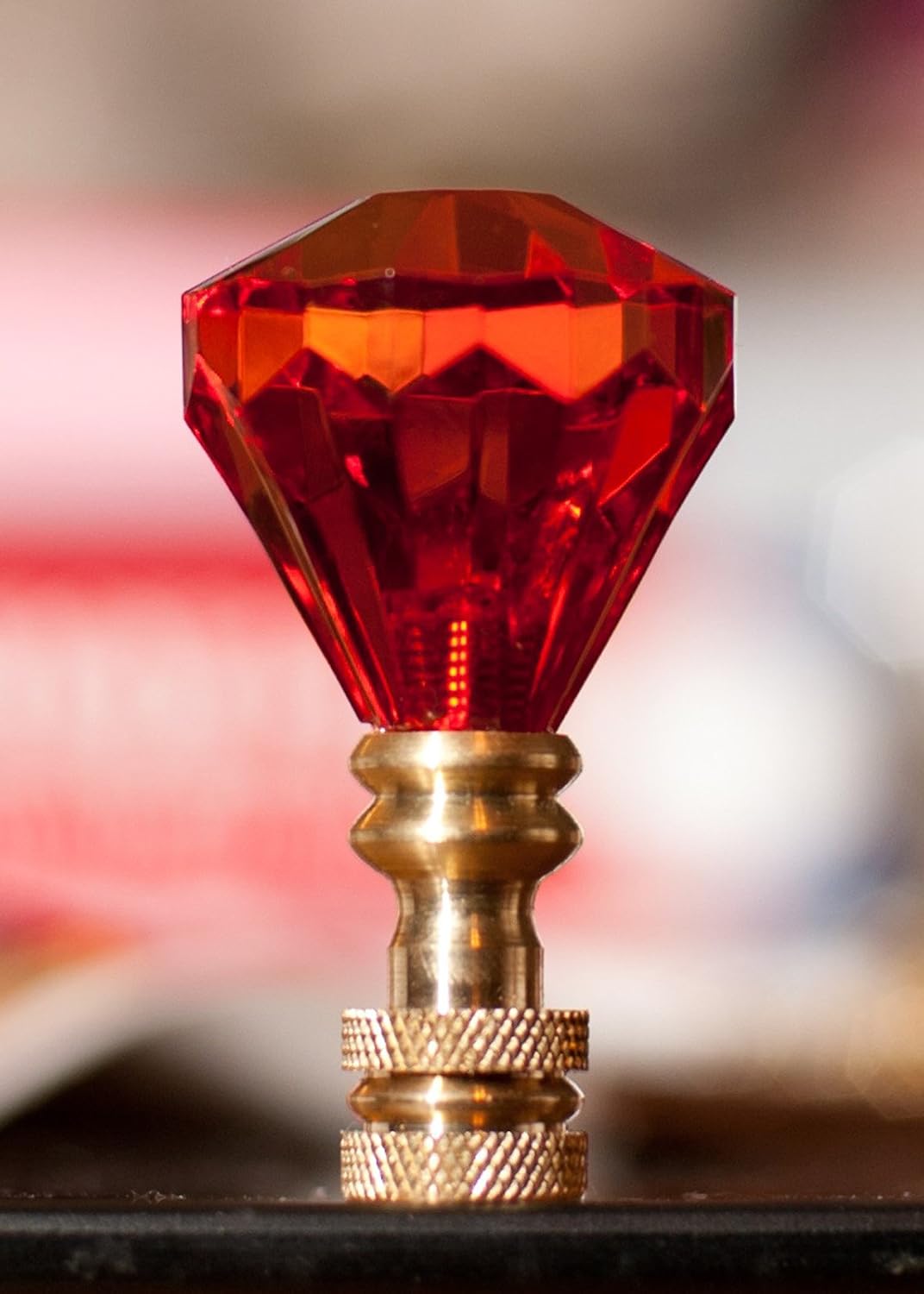 St of 2 Acrylic Crystal Diamond Lamp Shade Finials, Harp