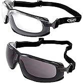 Global Vision Sunn Up Motorcycle & Safety Goggles ANSI Z87.1 Scratch-Resistant Anti-Fog 2 Pair Clear & Smoke Lenses