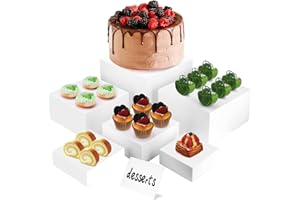 CKductpro Buffet Risers, Food Risers for Buffet Table, Display Stand Shelf for Catering Dessert Collectibles Jewelry Figures Show, Acrylic Cube Display Nesting Risers with Hollow Bottoms 6PCS