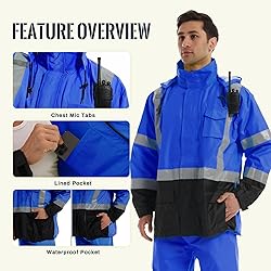 SKSAFETY Hi Vis Reflective Work Rain Jacket for Men