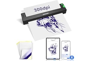 XWKOXWK Tattoo Stencil Printer Machine for Tattoo Artists&Beginners,with 3 pcs Tattoo Transfer Paper and Folded Paper,Compatible with Phone/Pc&Pad,Portable Bluetooth Thermal Inkless Wireless Printer (T16)