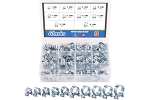 Glarks 84Pcs 10 Size Mini Fuel Injection Style Hose Clamp Assortment Kit for Diesel Petrol Pipe