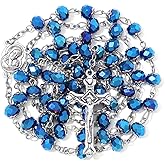 KOMI Rosary Beads Catholic for Women Gemstone Rosary Beads Necklace with Crucifix Cross Crystal Pearl Rosary Rosarios Catolicos Catholic Gifts