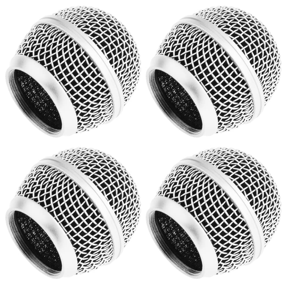 VOANZO 4PCS Metal Microphone Mesh Heads with Sponge Compatible with SM58 Microphone