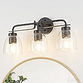 SEABLE 3-Light Farmhouse Bathroom Vanity Light Fixtures, Modern Industrial Black Vanity Lights for Bathroom Light Fixtures wi