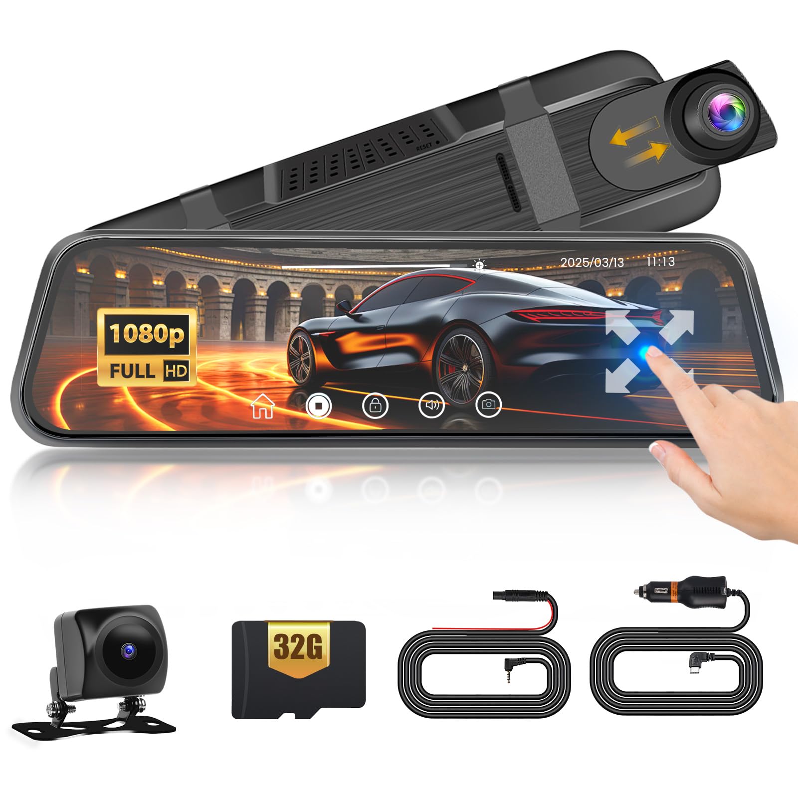 Photo 1 of **UNTESTED**
32GB Card-Mirror Dash Cam Front and Rear, Dual Dashcam 1080P Backup Rear View Mirror Camera,9.66 inch Full Touch Screen Rearview Mirror Dash Cam, Loop Recording,Parking Monitor,G-Sensor,Night Vision