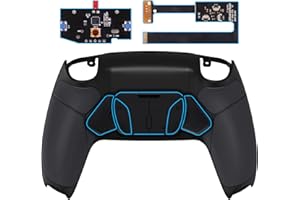 eXtremeRate Black Rubberized Grip Programable RISE4 Remap Kit for PS5 Controller BDM-010 BDM-020 Models, Upgrade Board & Redesigned Back Shell & 4 Back Buttons for PS5 Controller