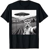 Cat Selfie with Alien UFO Funny Cat Gifts for Men Women Kid T-Shirt