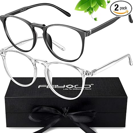Amazon.com: FEIYOLD Gafas de bloqueo de luz azul para mujeres/hombres, gafas de juego de computadora redondas retro anti fatiga ocular (paquete de 2): Computers \u0026 Accessories