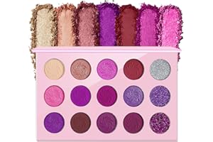 RECHOO Purple Eyeshadow 15 Color Purple Pink Dark Red Violet Colorful Eye Shadow Matte Glitter Palette Highly Pigmented Ultra-blendable Satin Smooth Makeup Pallet