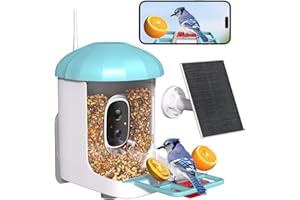 Loatos Bird Feeder with Camera, Smart Bird Feeder with Camera 1 Year Trial AI Identify Birds Species with 3W Solar Panel HD Live Video Birds House with Cam 2L Capacity Gift for Birdslover