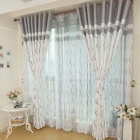 Gardinen Moderne Minimalistische Atmosphare Geschwungene Streifen Vorhang Wohnzimmer Schlafzimmer Vorhange B 300x250cm 118x98inch Amazon De Kuche Haushalt