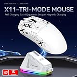 ATTACK SHARK X11 Gaming Mouse with Magnetic Dock 22000 DPI 3 Modes White view 2