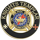 Knights Templar Round Masonic Auto Emblem - [Black &amp; Gold][3'' Diameter]