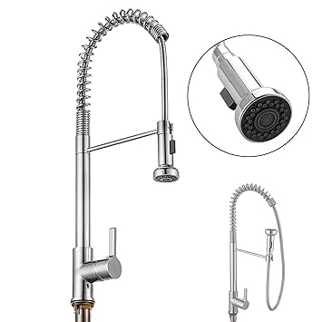 Foodkingdom Solid Brass Coiled Kitchen Pull Out Faucet Single