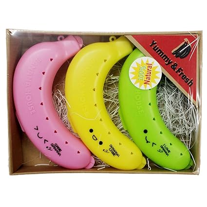 Tootpado Plastic Banana Food Storage Container, Set of 3, Multicolour