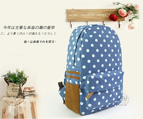 Amazon ガールズ ズックリュックサック 帆布 バックパック キャンバス バックパック ディバッグ ナップサック 可愛い 中学生 カバン スクールバッグ Blue S Zone エスゾーン タウンリュック ビジネスリュック