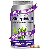 Melatonin-Free Sleep Aid for Adults with GABA & Seaweed Extract - Natural Supplement for Deep Sleep & Waking Up Refreshed, Stress Relief & Cognitive Support - Non-Habit Forming, 60 Capsules