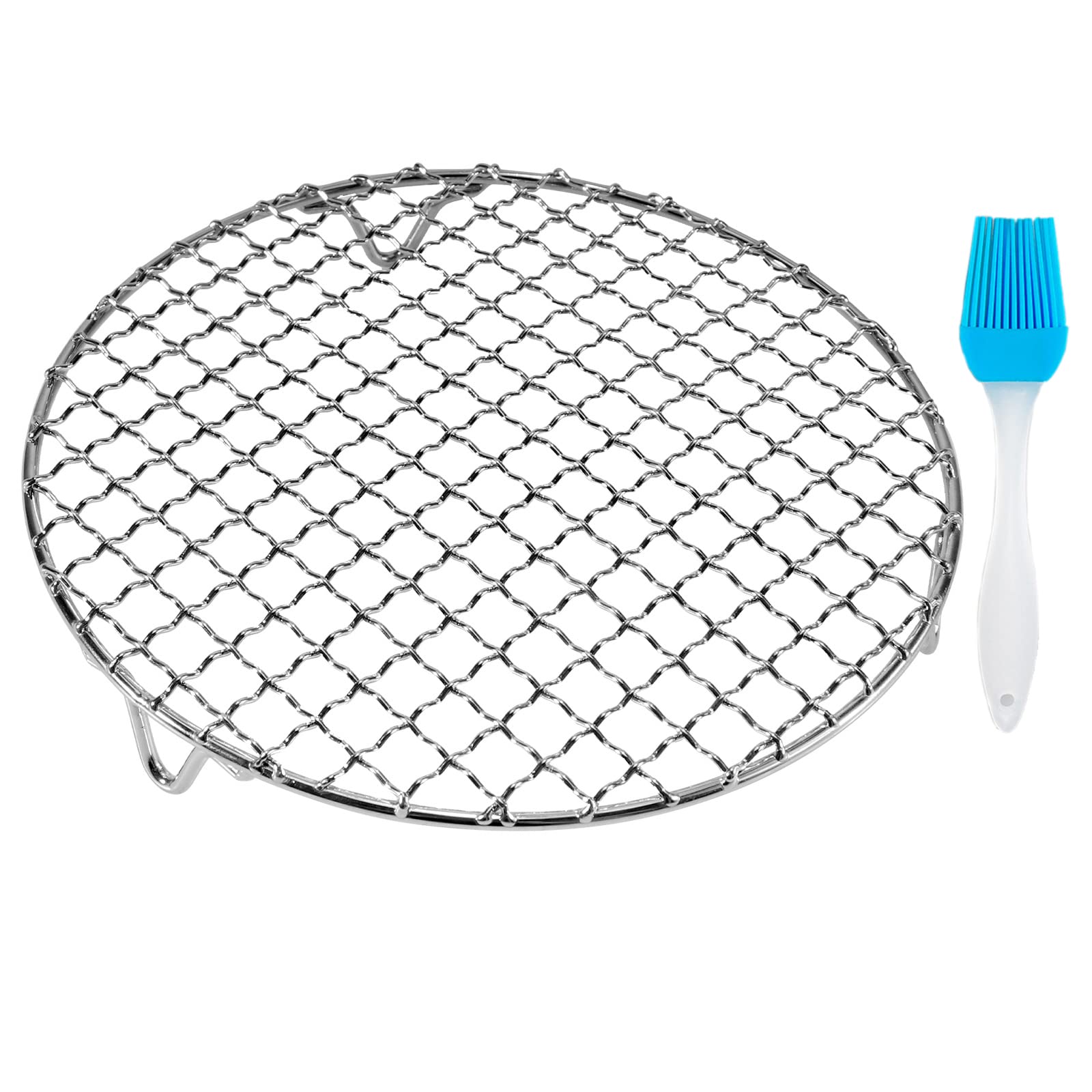 Fivebop Multi-Purpose Stainless Steel Cross Wire Round Steaming Cooling Barbecue Racks/Carbon Baking Net/Grills/Pan Grate with 3 Legs (13 inches)