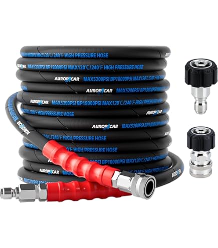 50ft Super Tough Pressure Washer Hose - 4200 PSI Kink-Resistant With M22 Connectors For Hot/Cold Water