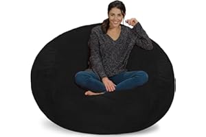Chill Sack Bean Bag Chair Cover, 5-Feet, Ultrafur - Black