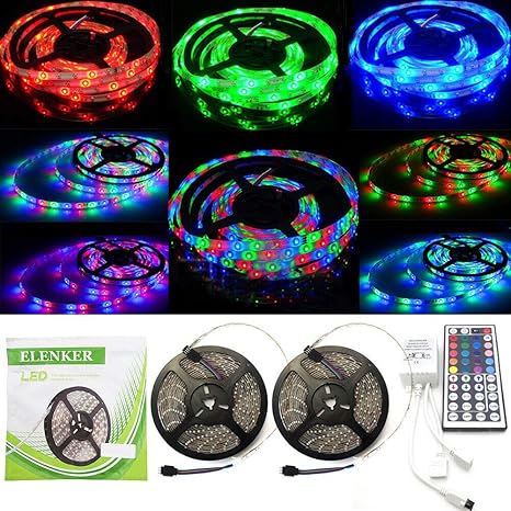 pix Blue Led Light Strips In Room elenker led strip lights waterproof 32 8ft 3528 led light strips rgb 600 leds with remote for home bedroom kitchen halloween decorations