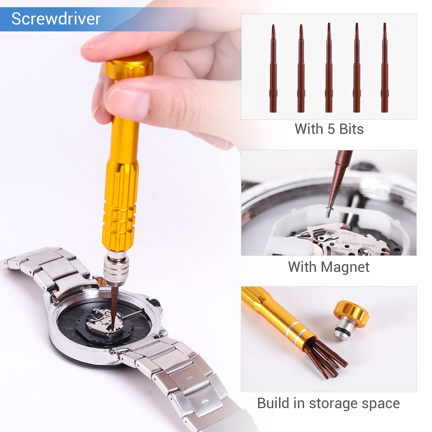 Watch Tool Kit, Ohuhu 213 PCS Upgraded Heavy Duty Watch Repair Kit Battery Replacement Link Removal Band Tool Kits Professional Watch Back Case Opener Removal Tools with PU Leather Bag Fathers Day