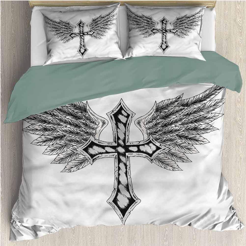 HELLOLEON Gothic Extra Large Quilt Cover Heraldic Wing and Feathers Can be Used as a Quilt Cover-Lightweight (King)