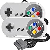 SAFFUN 2 Pack Wired SNES Controller, Fully Compatible With Original SNES/SFC - [Plug and Play] (Multi-Color Keys)