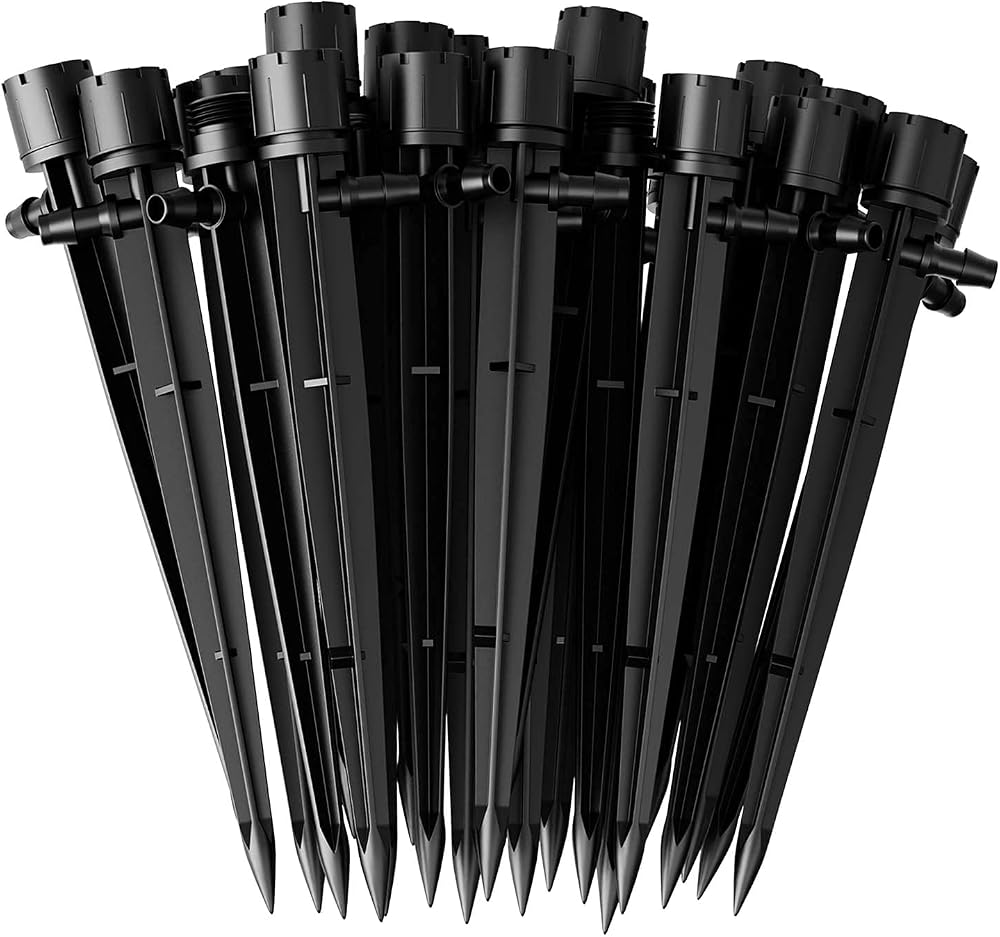 KAHEIGN 60Pcs 8-Outlet Drippers 360° Adjustable Drip Irrigation 4/7mm Tubing