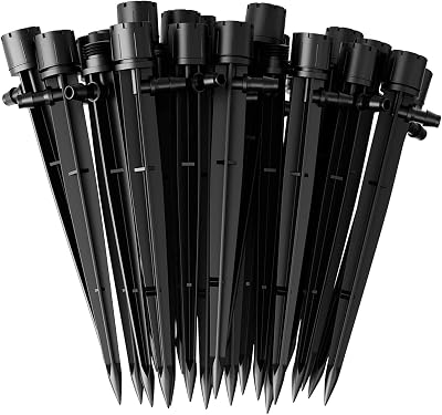 KAHEIGN 60Pcs 8-Outlet Drippers 360° Adjustable Drip Irrigation 4/7mm Tubing