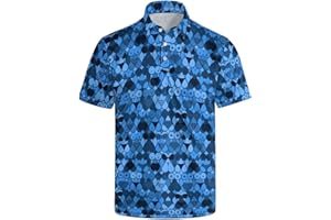 HUURAY Funny Golf Polos for Men Funny Print Short Sleeve Golf Shirts Quick-Dry Polo Shirts Short Sleeve Hawaiian Polo Shirts