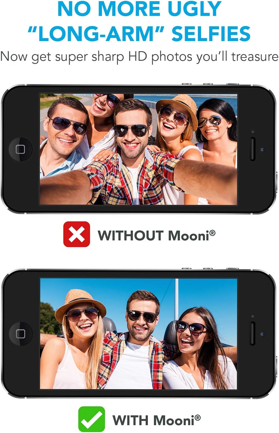 Premium 5-in-1 Bluetooth Selfie Remote Control Camera Shutter for iPhone 11 10 XR XS X 8 7 6 5, Samsung Galaxy S10 S9 S8 S7 S6 S5 & Most Androids - Long 30ft Range - No Apps, No Downloads, No Hassle: Camera & Photo