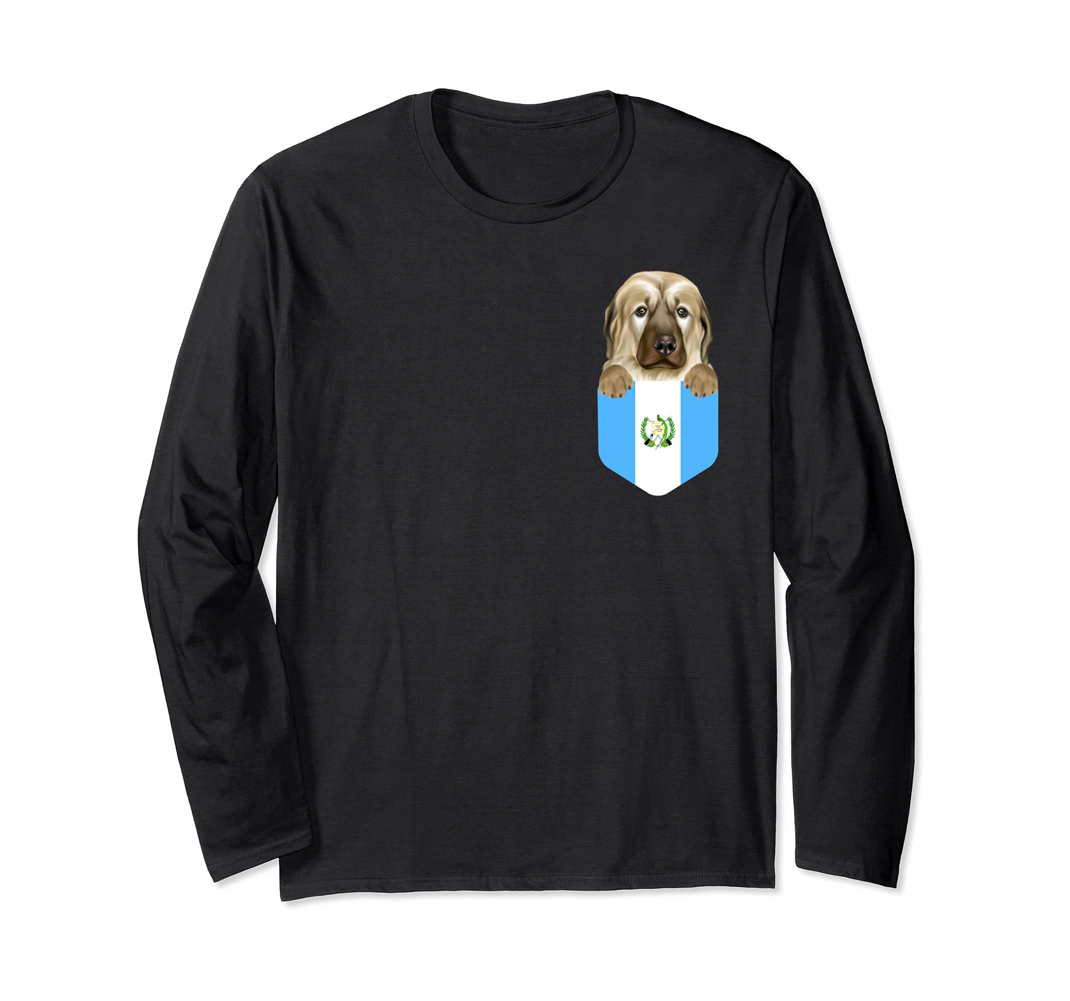 Guatemala Flag Anatolian Shepherd Dog Dog In Pocket Long Sleeve T-Shirt