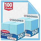 BIGGMED Tear-Resistant Disposable Bed Pads 30" x 36" 100 Count Absorbent Underpads, Chux Thicker Extra Large Incontinence Bed Pads, Pee Pads for Adults, Kids, Elderly, Pets