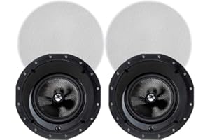 Monoprice 134198 in-Ceiling Speakers 8 Inch Carbon Fiber 2-Way with 15 Angled Drivers (Pair) - Alpha Series