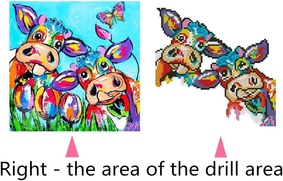 YEESAM ART 5D DIY Diamond Painting Kits for Adults, Colorful Cow Animal Butterfly Flowers 30x30 - Image 3