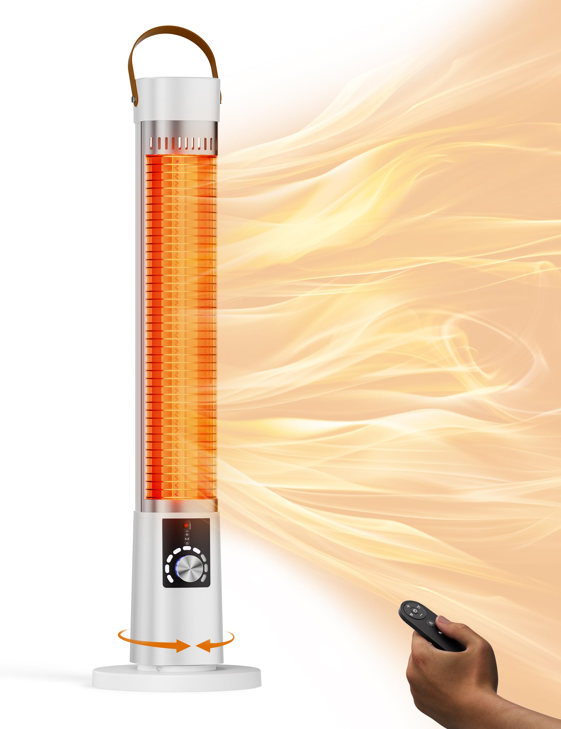 View 1 of ***FOR PARTS ONLY/ NON-FUNCTIONAL*** Outdoor Heater for Patio, 1500W Infrared Electric Heaters Indoor w/Remote, 60° Oscillation, 9H Timer, 9 Heat Level, Tip-Over/Overheating Protection, Safety Lock, for Garage, Porch, Gazebo,White