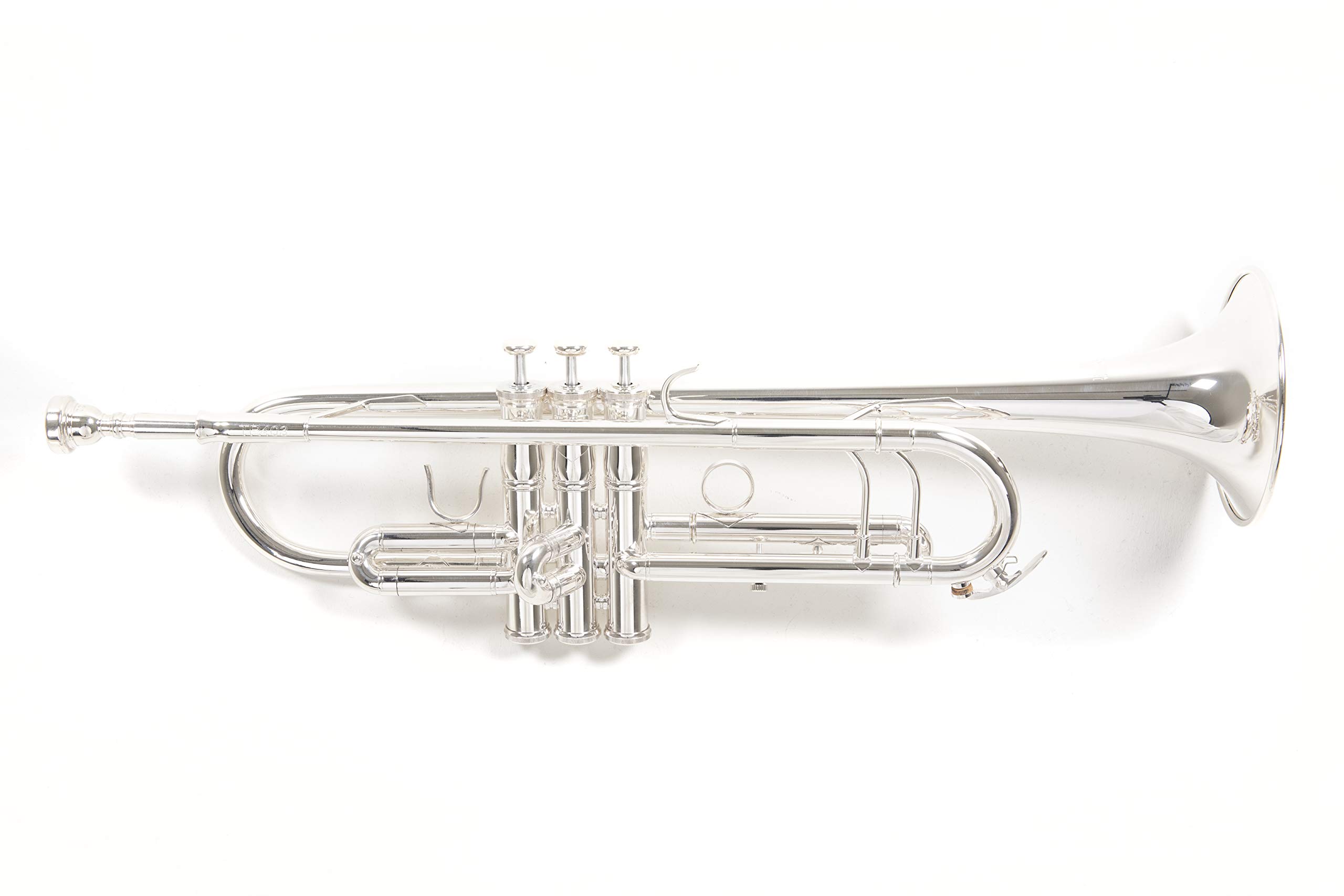 Roy Benson Bb trumpet TR-403S (premium brass construction - extended bell - dark sound character - incl. lightweight rectangular case - with backpack set), silver plated