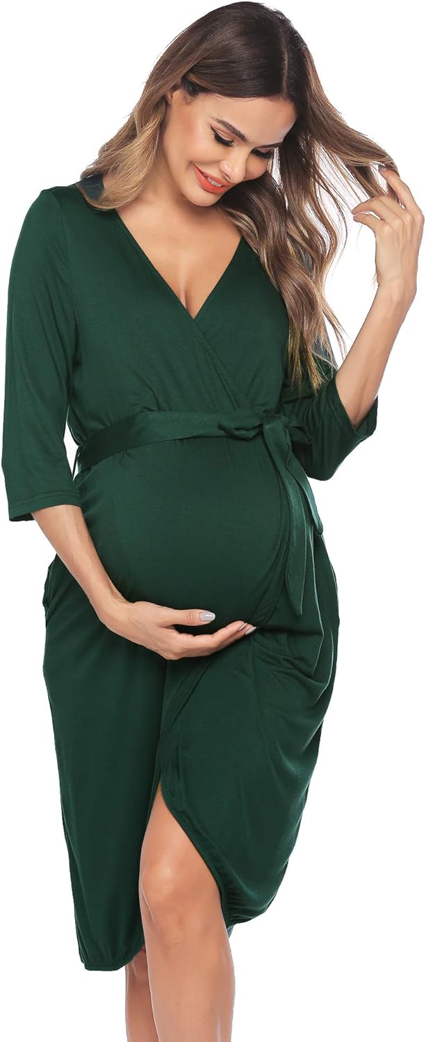 Ekouaer Maternity Robe 3 in 1 Labor Delivery Nursing Gown Hospital Breastfeeding Dress Bathrobes at  Women’s Clothing store