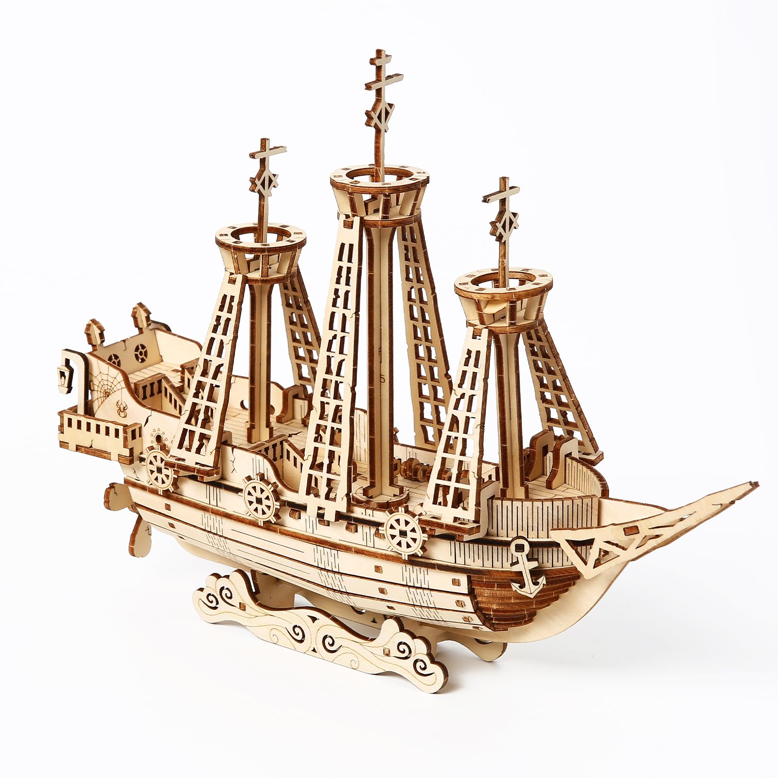 Hallisun 3D Wooden Puzzle for Adults, 3D Puzzle Model Pirate Ship Mechanical Model Kit Sailing Ship Building, Vintage Boat Series Construction Craft Set, DIY Hobbies Collections Decors Gifts 180 PCS