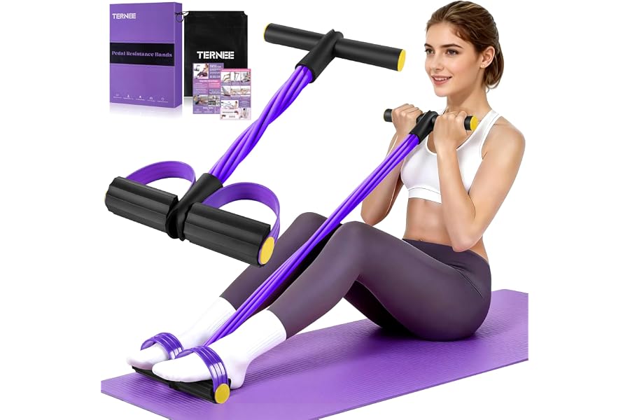 Pedal Resistance Band with Handle, Foot Pedal Resistance Band for Women,Multifunction Exercise Bands for Home Gym Full Body Workout