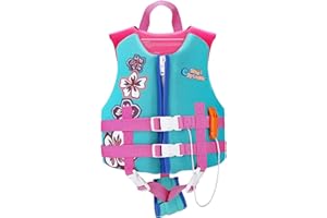 HeySplash Swim Life Jacket Vest for Kids, Child Size Watersports Kids Swim Vest Toddler Floatie Flotation Device Trainer Vest with Survival Whistle, Easy on and Off