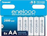 Eneloop AA Rechargeable Batteries 8 Pack 2000 mAh Ni-MH Ready-to-Use