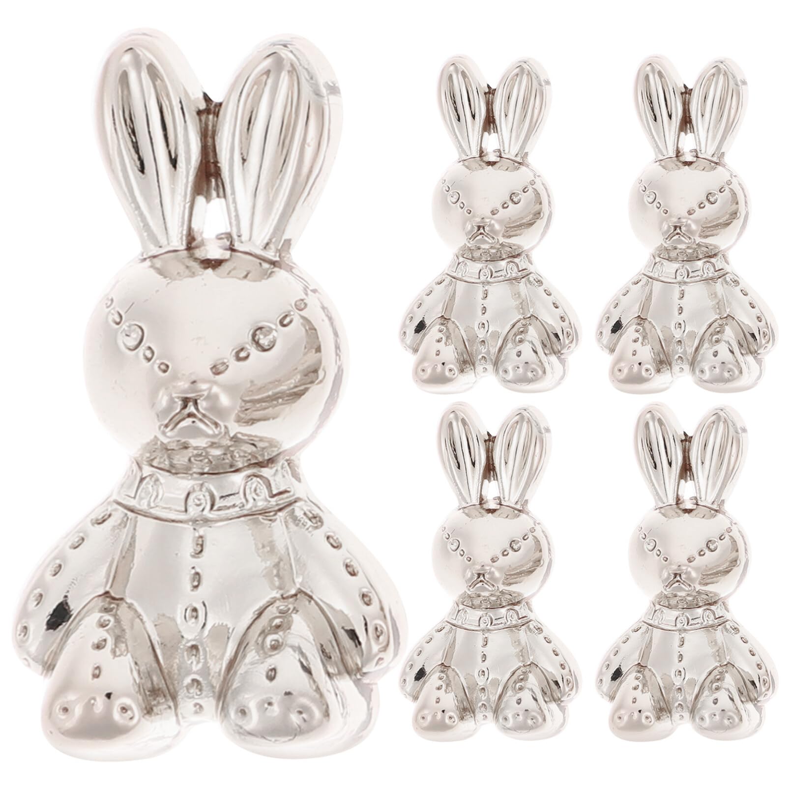 VICASKY 5pcs Retro Alloy Rabbit Sewing Button Cute Animal Bunny Craft Button Fastener Decorative Metal Cloth Buttons for DIY Sewing Scrapbooking Eater Party Decor Silver