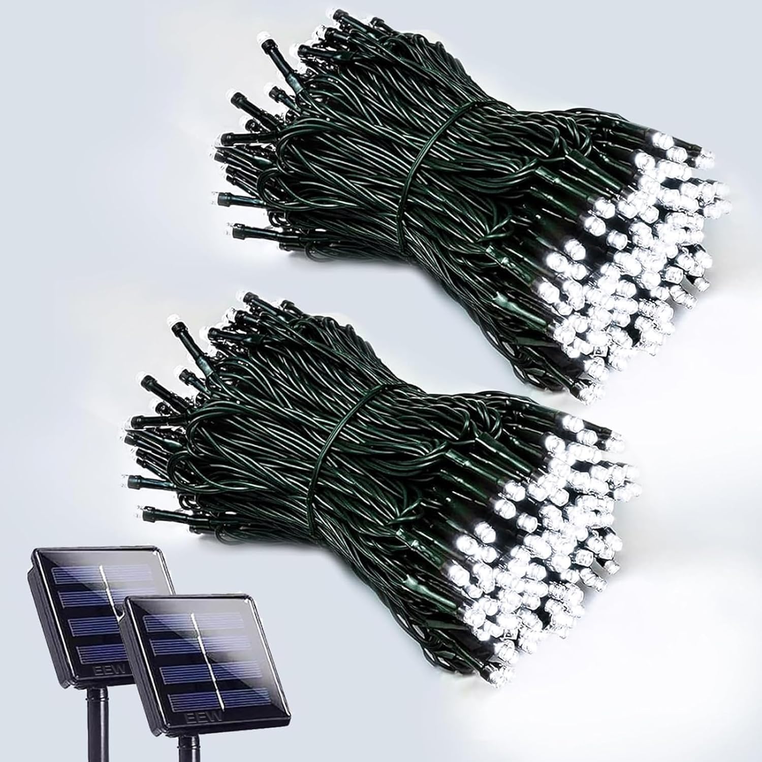 Photo 1 of 2 Pack 200 LED Solar String Lights for Outside, Solar Christmas Lights Outdoor with 8 Lighting Modes, Waterproof Green Wire Solar Powered Tree Light for Xmas Party Yard Garden Decorations (Cool White)