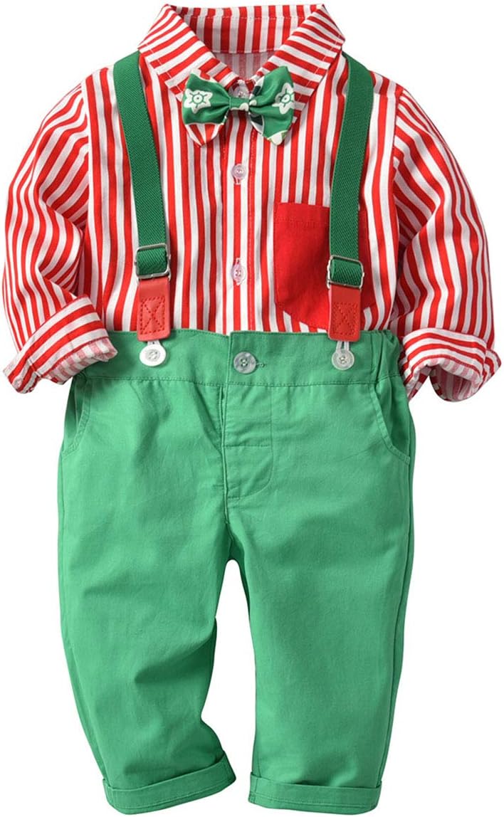 ZOEREA Baby Boy Outfits Set, 3pcs Long Sleeves Gentleman Jumpsuit & Vest Coat & Berets Hat with Bow Tie