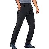 Stlight Mens Snow Ski Water Repellent Softshell Pants for Winter Hiking Fleece Lined Bottom Leg Zipper with 6 Zip Pockets