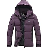 MOERDENG Women's Lightweight Full-Zip Puffer Jacket with Hood Quilted Warm Winter Coat Water Resistance Winter Jacket