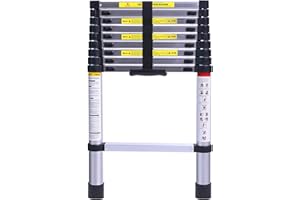 Terokota Collapsible Telescoping Ladders, 9.5FT Telescopic Extension Ladder Aluminum Retractable Folding Ladders for Home, RV, 330LB Capacity